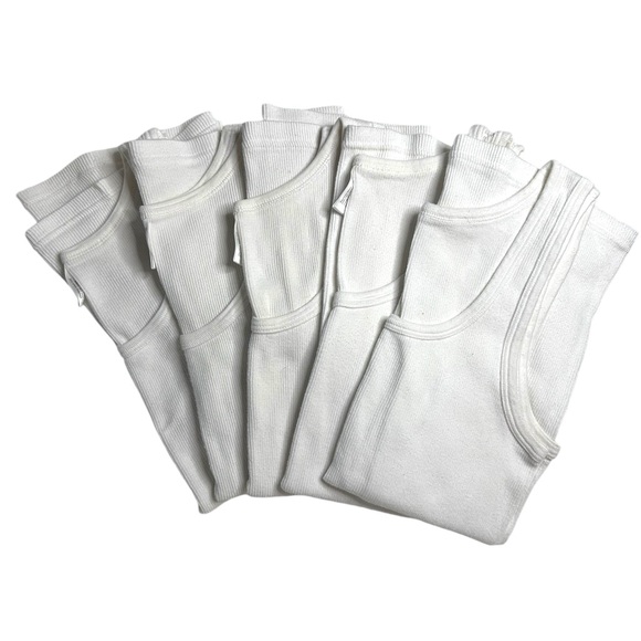 J. Crew Tops - ✨EUC✨ FIVE J. Crew 100% Cotton Ribbed Stretchy Tank Tops In White Size M